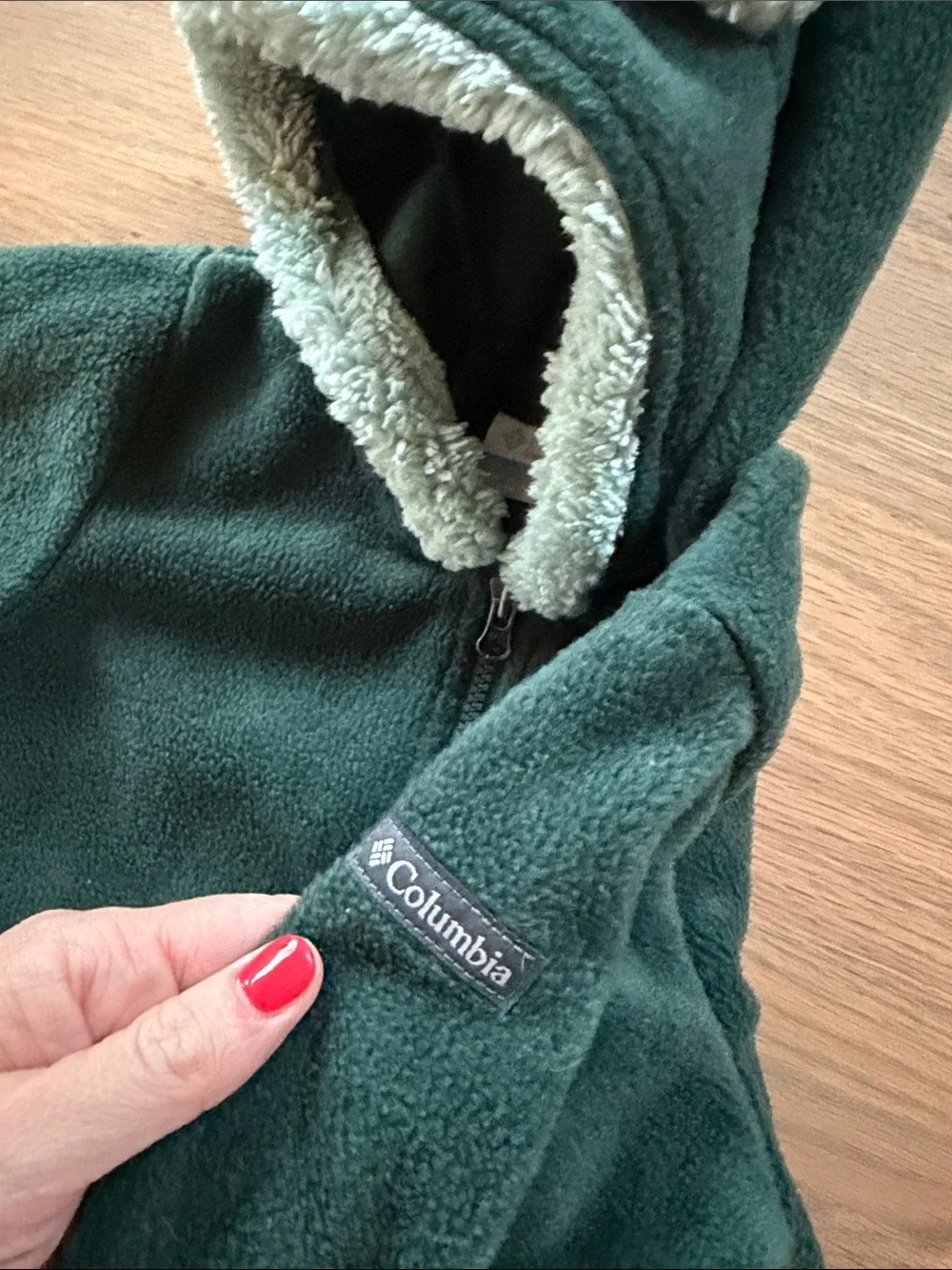 Columbia Dark Green Sherpa-Trim Baby Fleece One-Piece Bunting Suit 3-6M